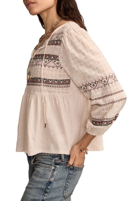 Lucky Brand Embroidered Peasant Top In Pink