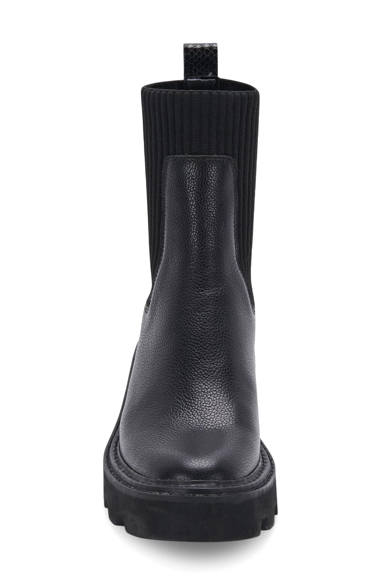 Dolce Vita Hoven H2O Waterproof Platform Lug Sole Bootie, Alternate, color, Black Leather H2o