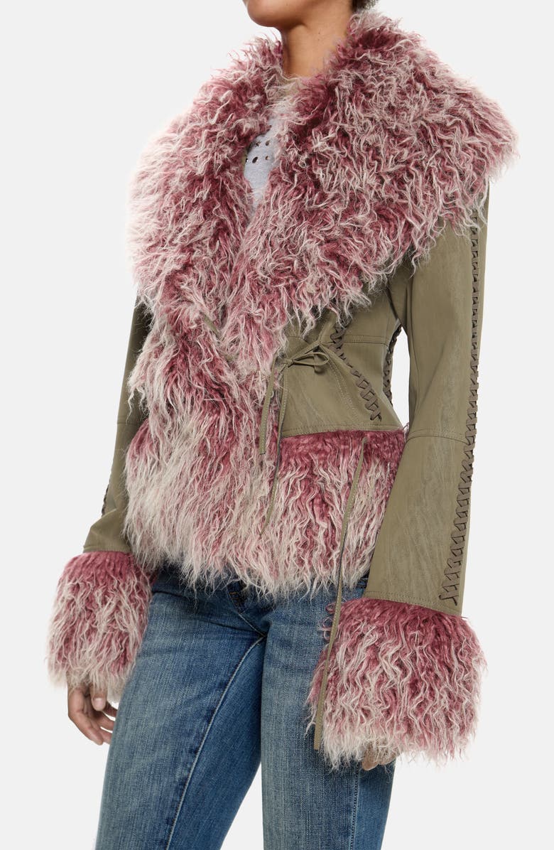 JADED LONDON Faux Fur Trim Faux Suede Jacket, Alternate, color, Multi