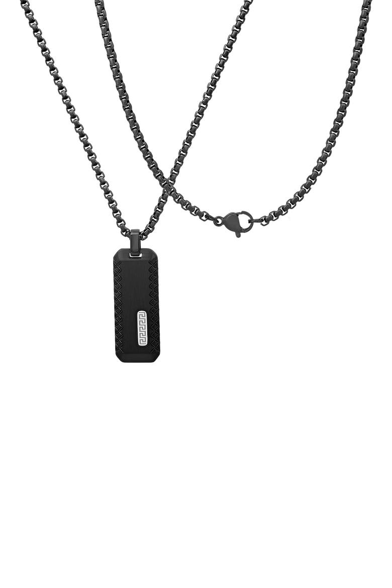 Men's Two-Tone Stainless Steel Dog Tag Pendant Necklace, Alternate, color, BLACK