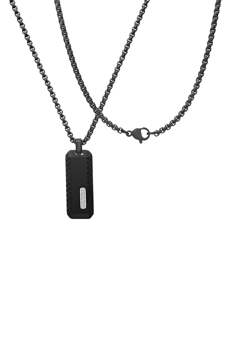 HMY JEWELRY Men's Two-Tone Stainless Steel Dog Tag Pendant Necklace, Alternate, color, Black