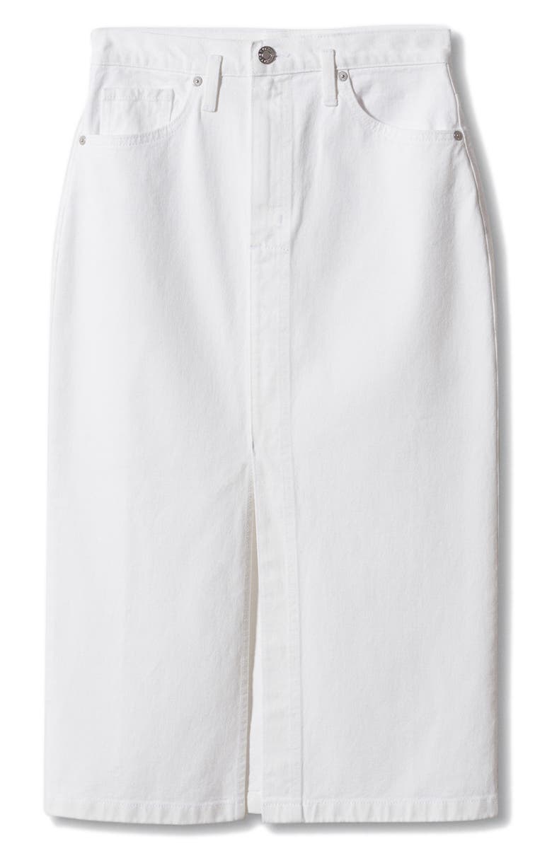 MANGO Denim Midi Skirt, Alternate, color, White