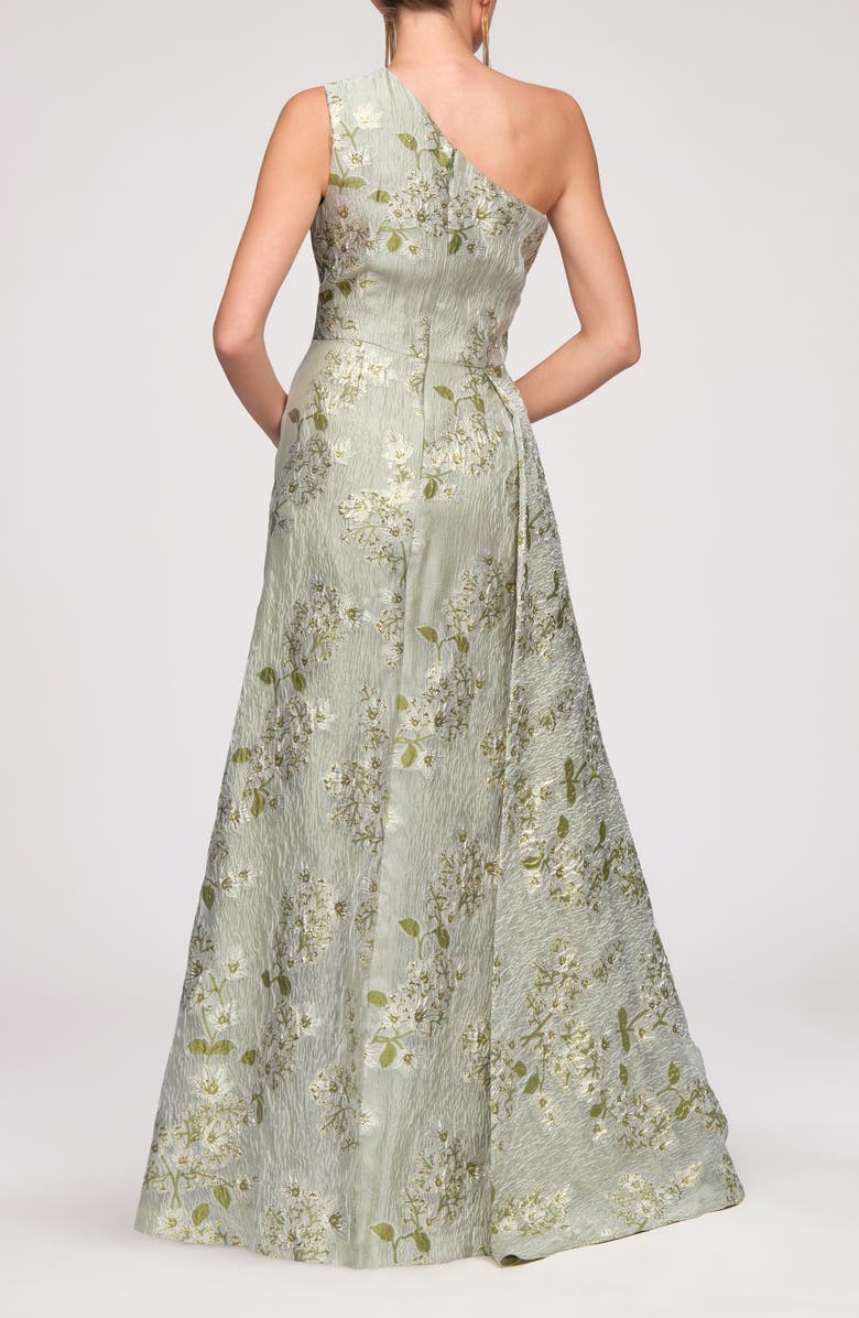 JS Collections Gretchen One-Shoulder Gown, Alternate, color, Sage-Ivory