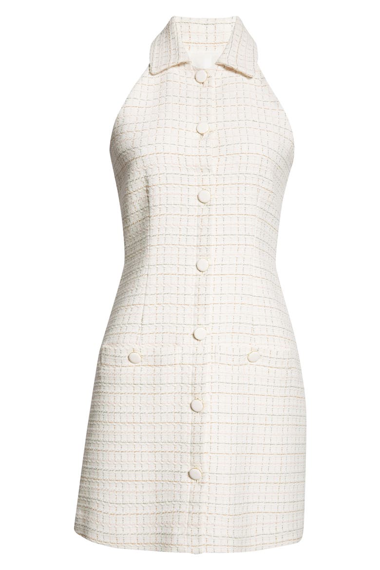 Roxanne Tweed Button-Up Minidress, Alternate, color, IVORY MULTI