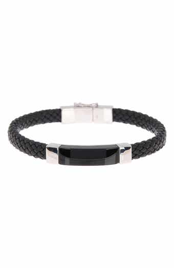 EFFY 925 Sterling Silver Onyx Leather Bracelet