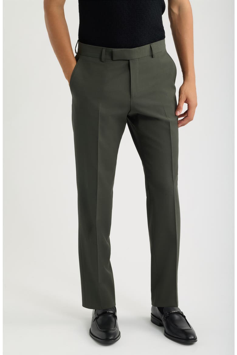 George Flat Front Wool Suit Pants, Main, color, OPEN GREEN