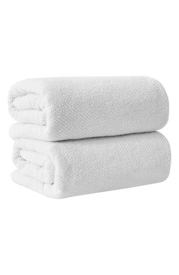 Woven & Weft Loop Textured 2-pack Bath Towels In White