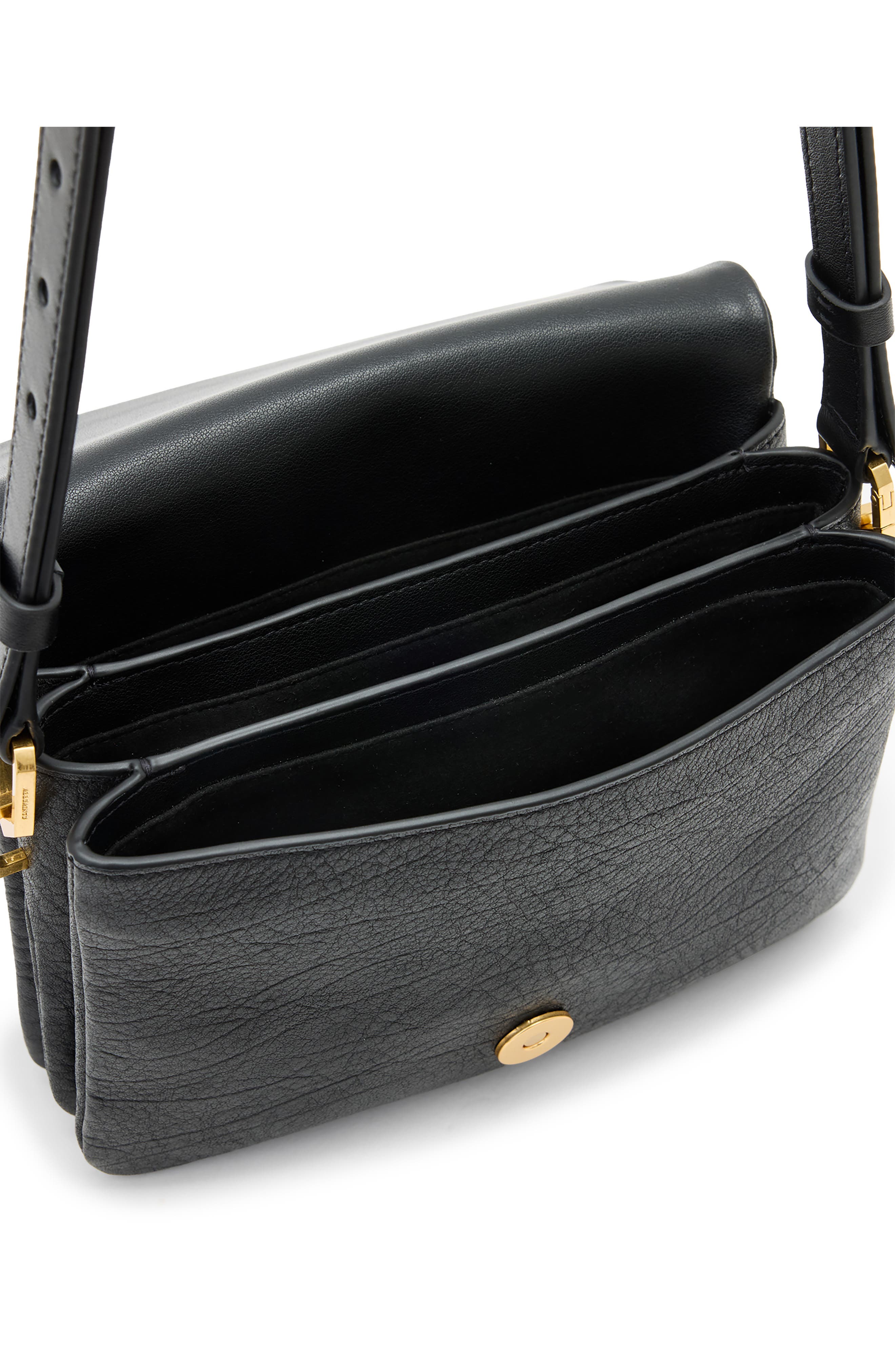 AllSaints Jupiter Leather Crossbody Bag, Alternate, color, Black
