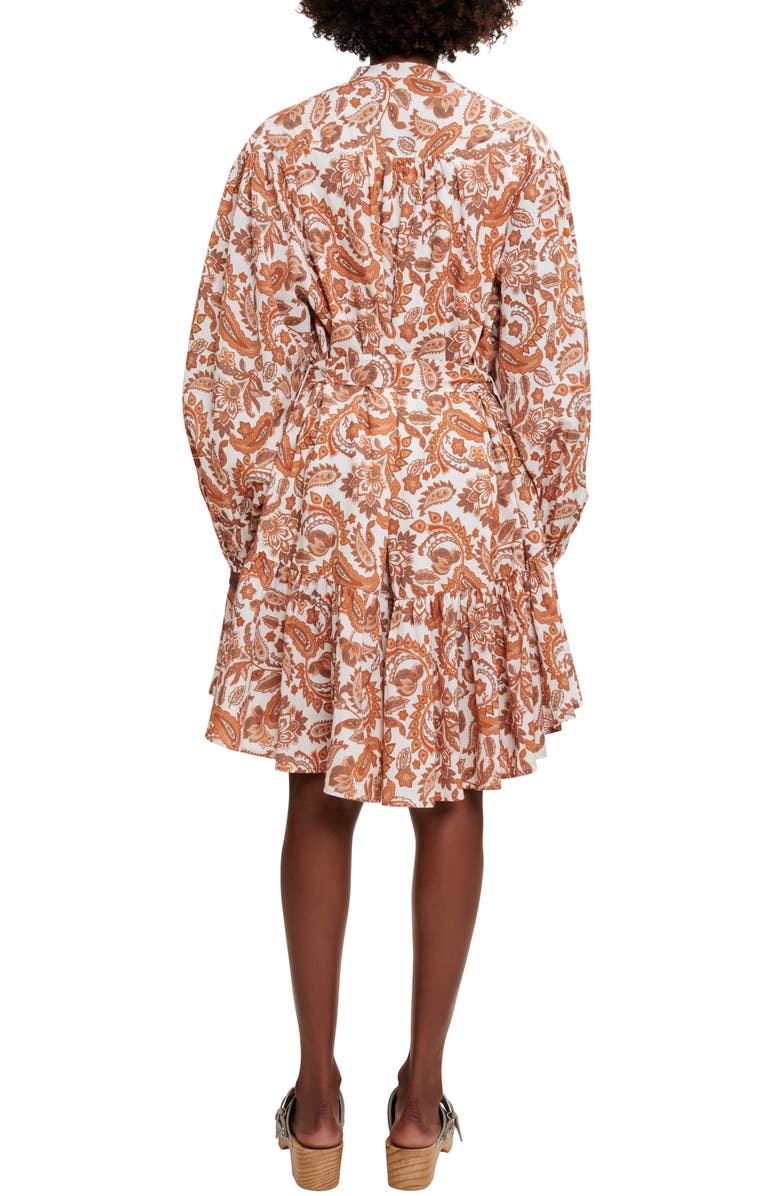 maje Ridtissa Long Sleeve Button Front High-Low Cotton Dress, Alternate, color, Orange