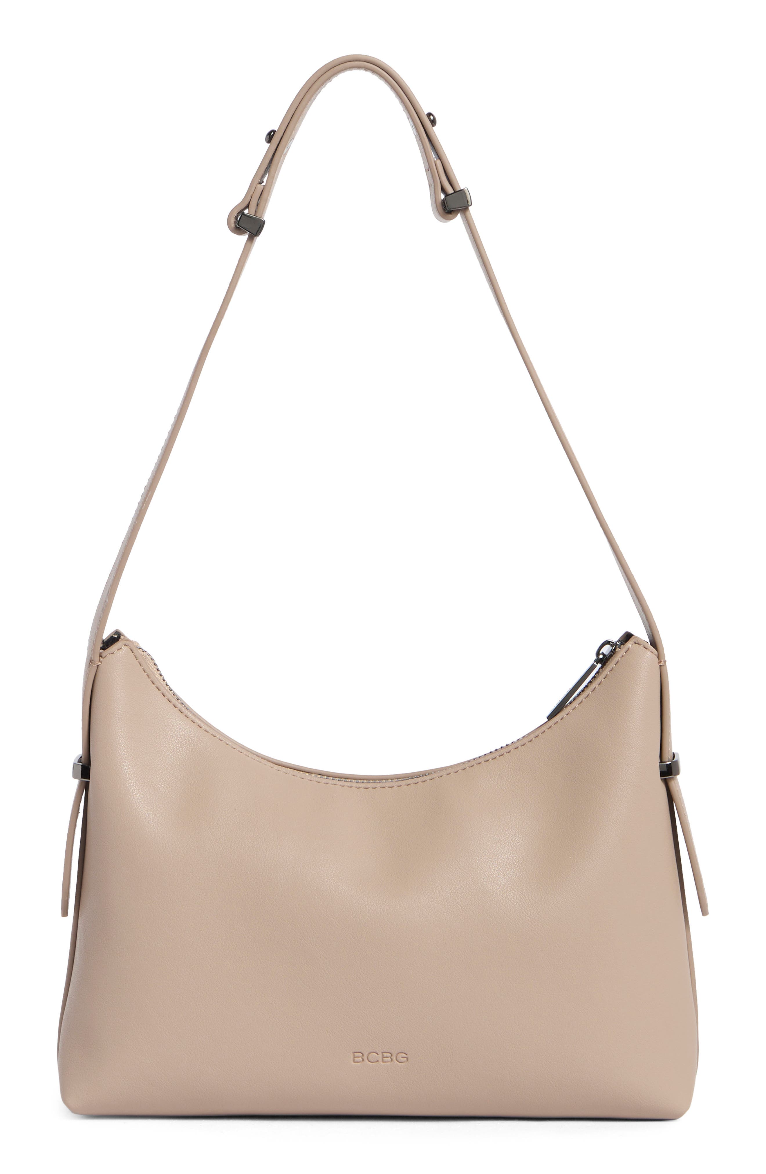 BCBG Metal Keeper Strap Shoulder Bag, Alternate, color, Taupe