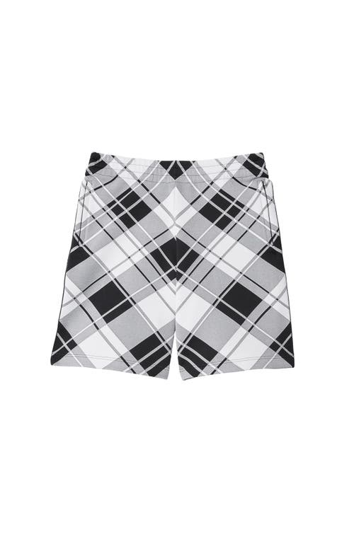Burberry Viscose Blend Checkered Shorts With Elastic Waistband In Monochrome