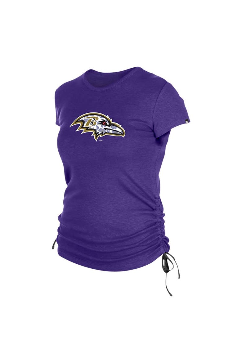Women's New Era Purple Baltimore Ravens Ruched Side T-Shirt, Alternate, color, Purple