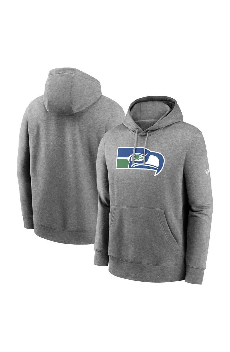 Nike Men's Nike  Heather Charcoal Seattle Seahawks Rewind Club Pullover Hoodie, Main, color, 