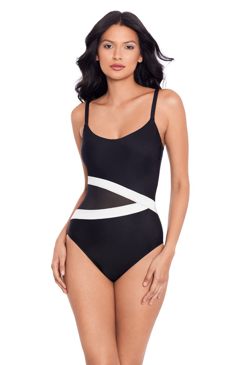 Spectra Lyra Underwire One-Piece Swimsuit, Alternate, color, BLACK/ WHITE