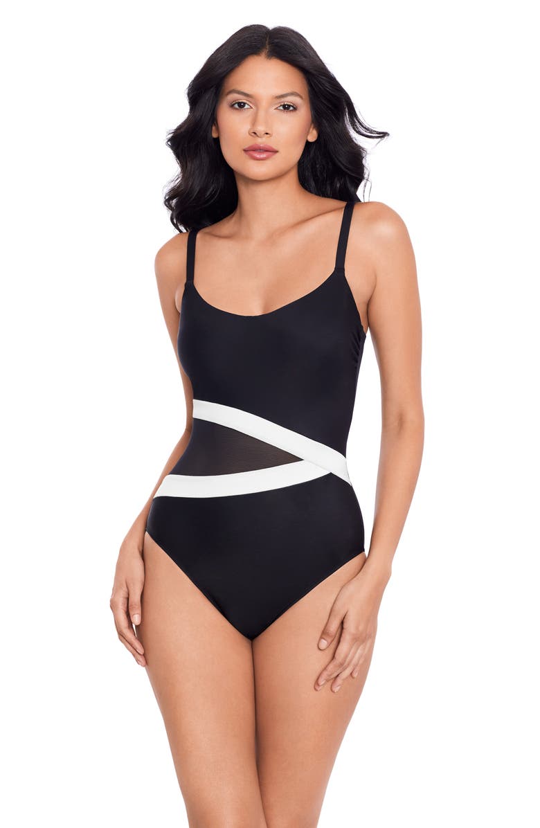 Miraclesuit<sup>®</sup> Spectra Lyra Underwire One-Piece Swimsuit, Alternate, color, Black/ White