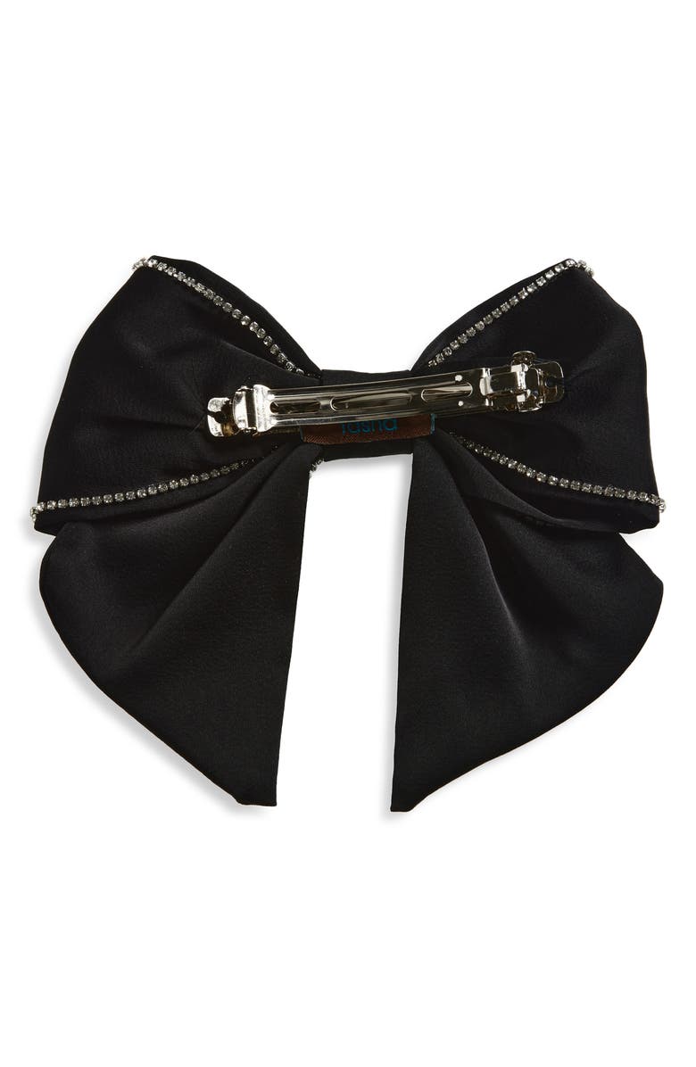 Tasha Rhinestone Bow Barrette, Alternate, color, Black