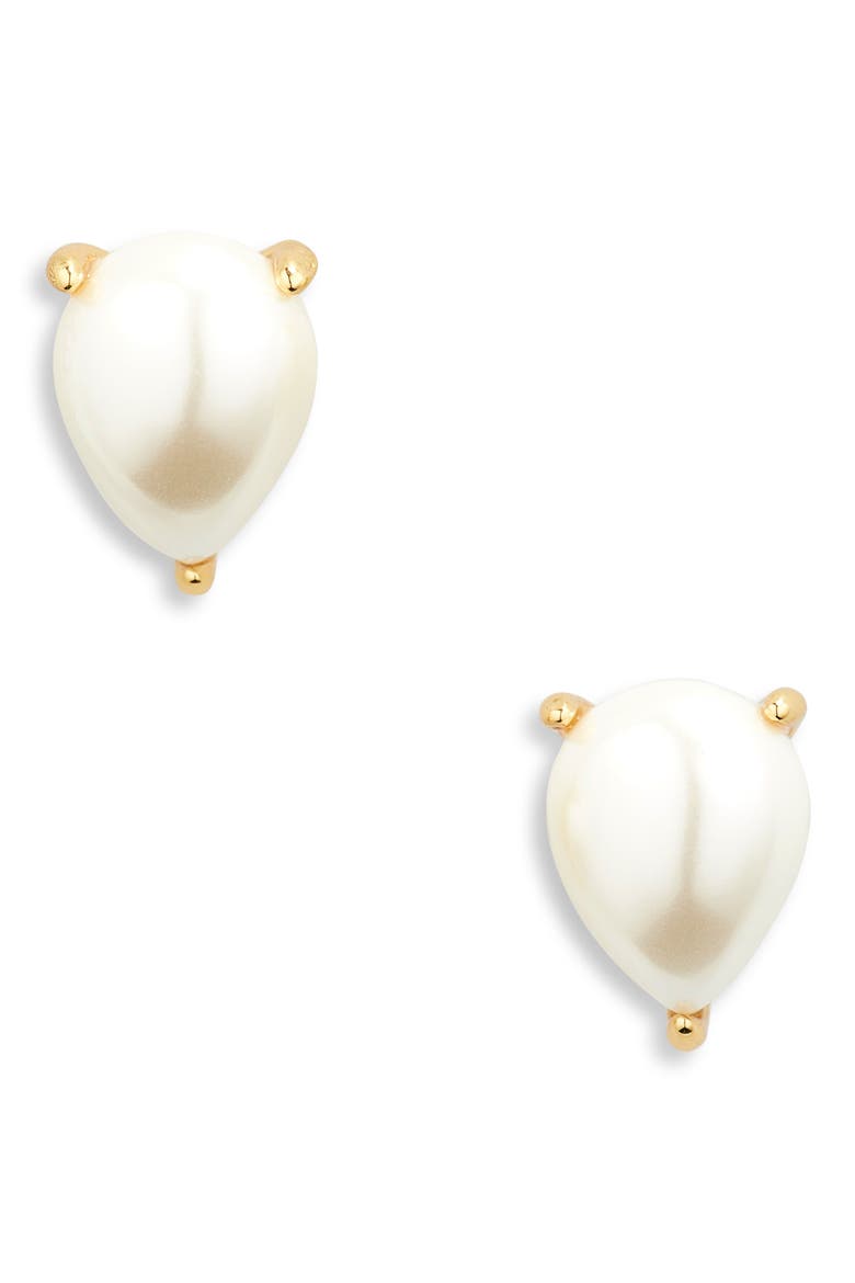 faux pearl stud earrings, Main, color, CREAM/ GOLD