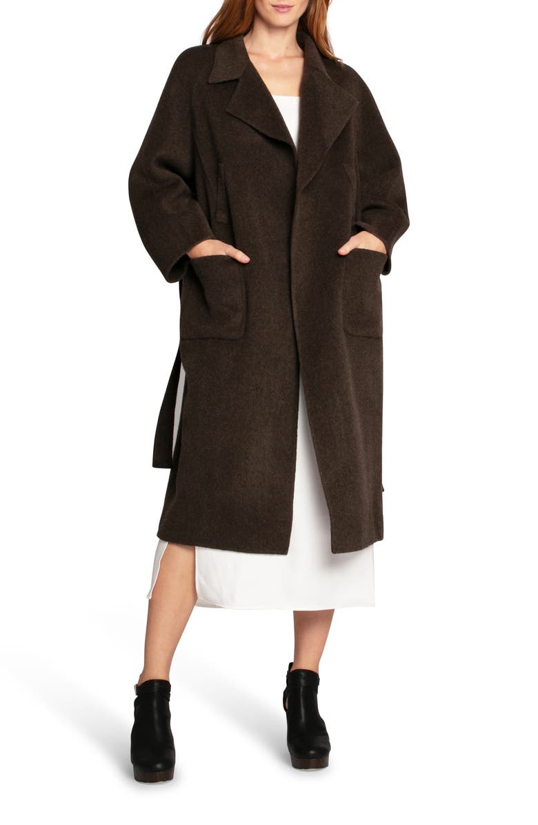 Belle & Bloom Belted Wool Blend Coat, Alternate, color, Brown