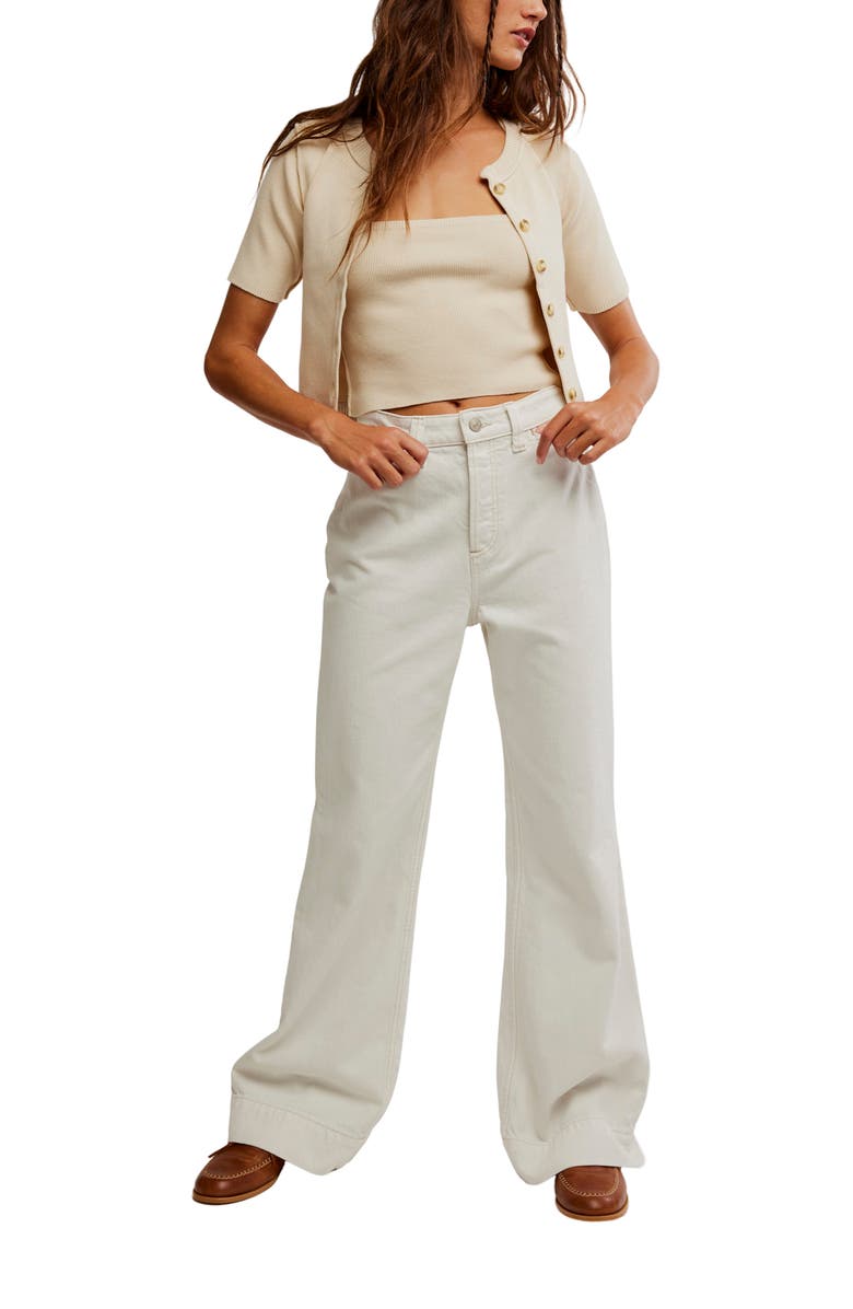 Free People Cerine Relaxed Bootcut Jeans, Alternate, color, Ecru