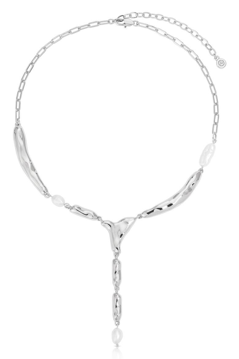 Freshwater Pearl Lariat Necklace, Main, color, SILVER