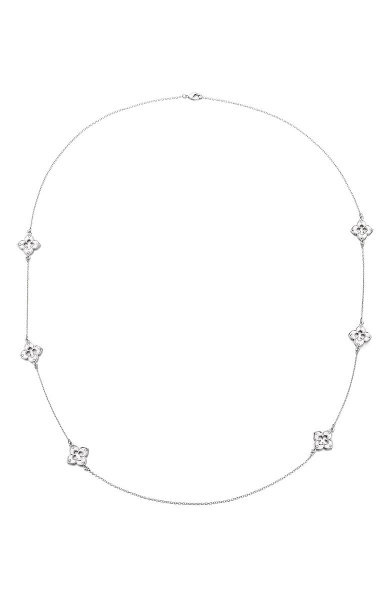 Adornia Clover Station Necklace, Alternate, color, Silver