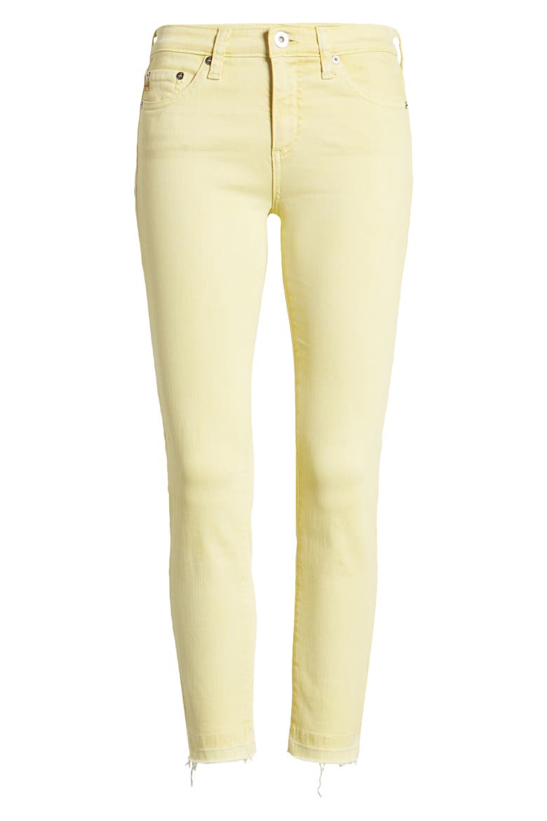 The Prima Mid Rise Crop Raw Release Hem Cigarette Jeans, Alternate, color, 1 YEAR HI WHITE
