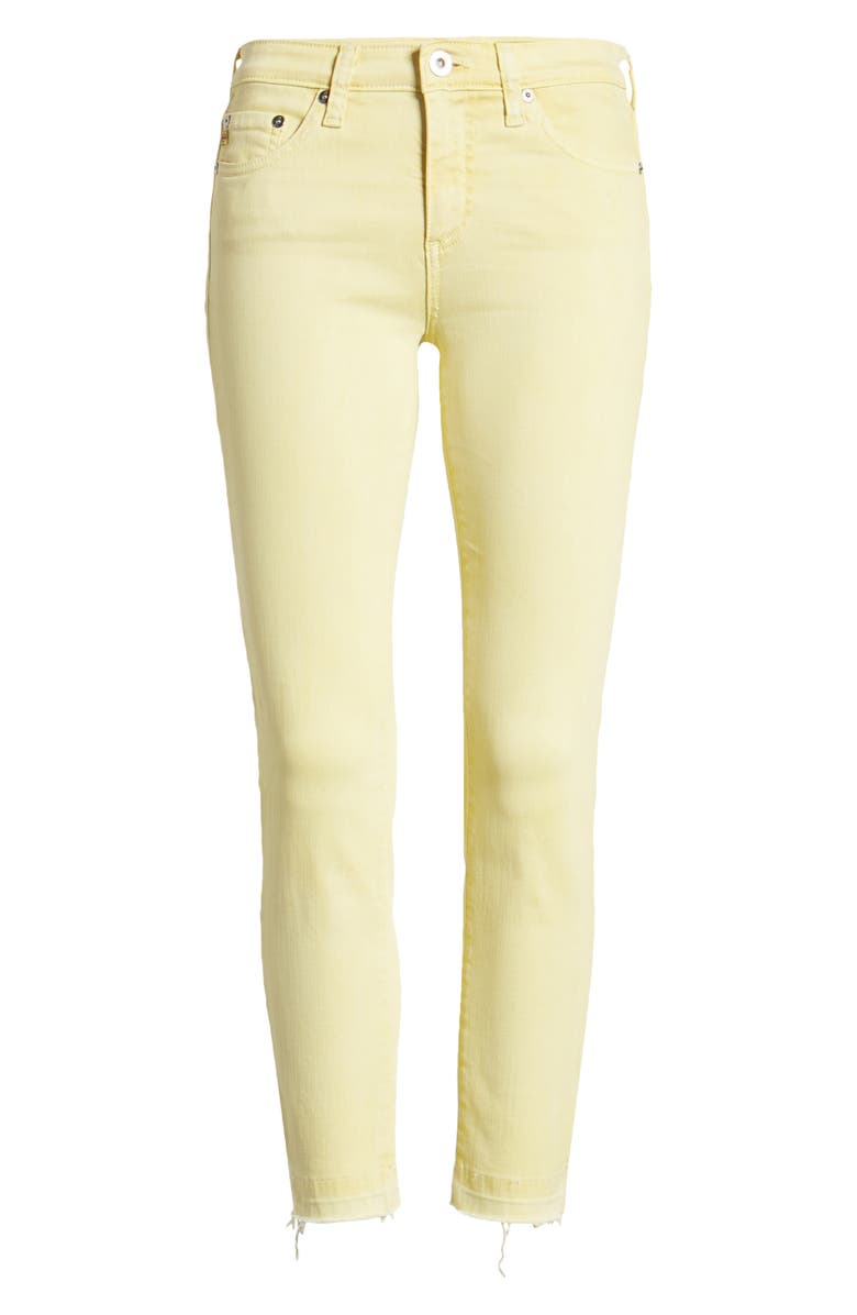 AG The Prima Mid Rise Crop Raw Release Hem Cigarette Jeans, Alternate, color, 1 Year Hi White