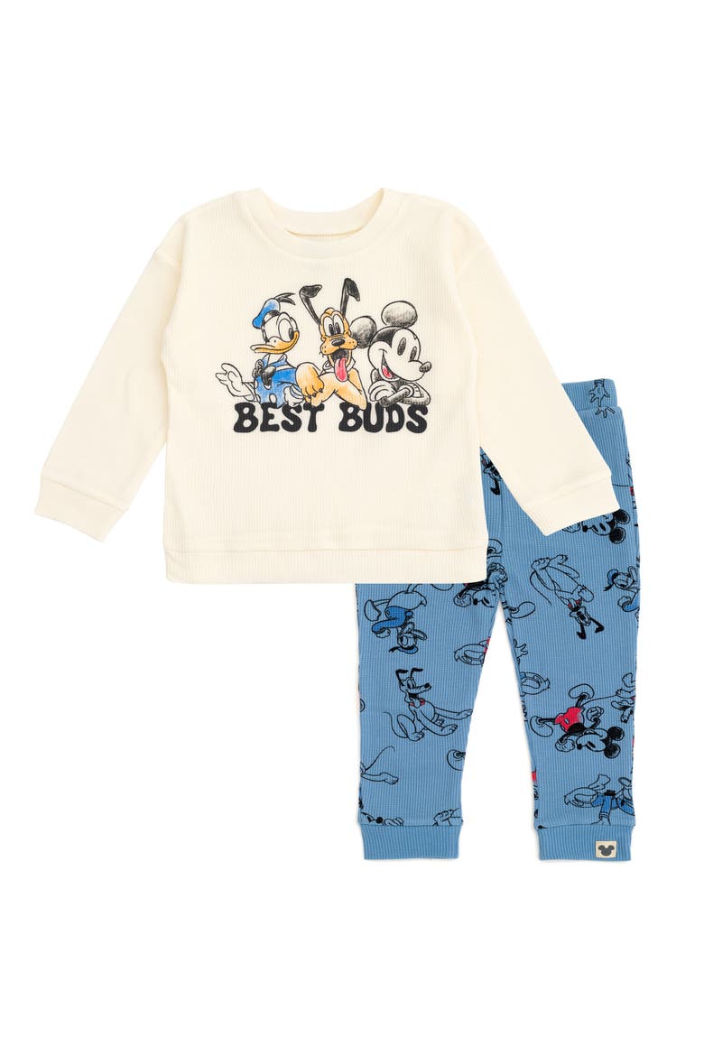 Mickey Mouse Loungewear 2-Piece Sweatshirt and Pants Set, Main, color, Mickey Cream Blue