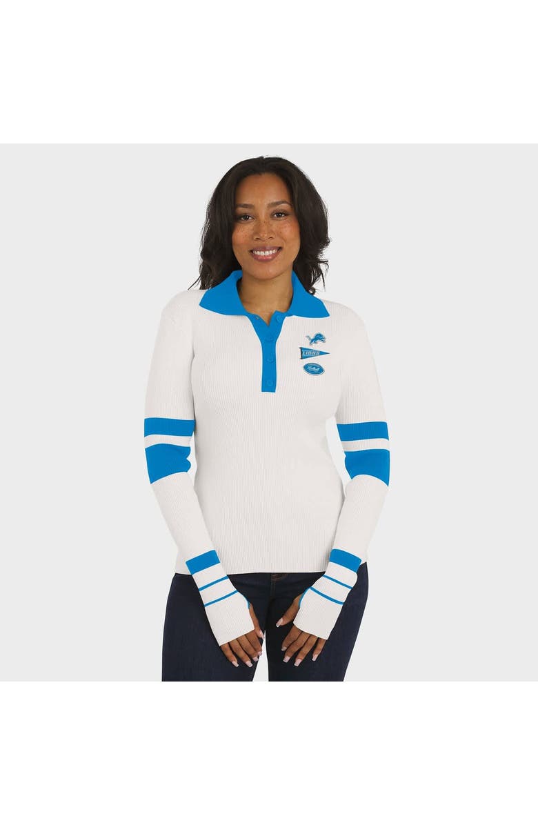 WEAR by Erin Andrews Women
s WEAR by Erin Andrews White Detroit Lions Ribbed Henley Polo Sweater, Alternate, color, White