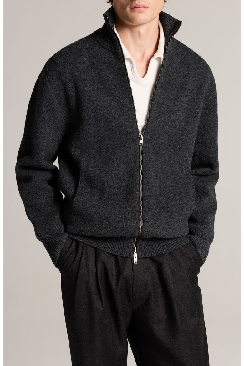 Double Air Knit Full Zip Cardigan, Main, color, H BLACK