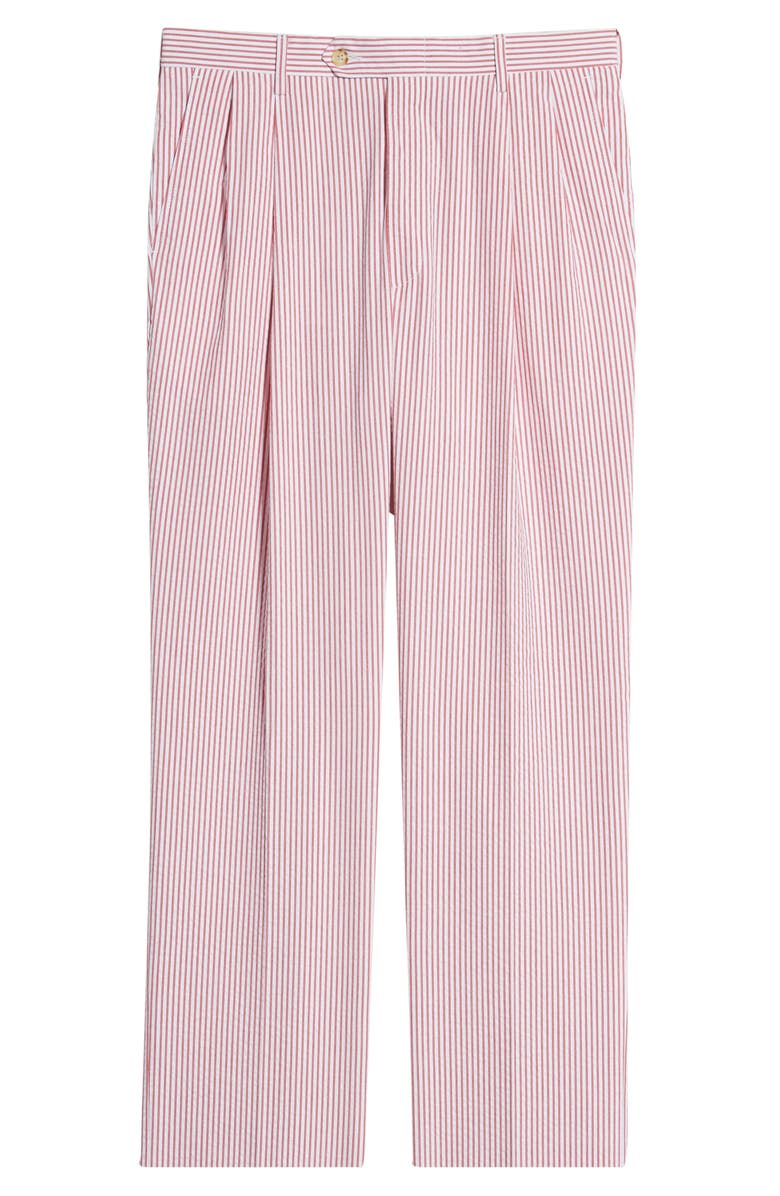 Berle Pleated Seersucker Cotton Dress Pants, Alternate, color, Red