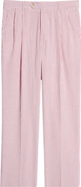 Berle Pleated Seersucker Cotton Dress Pants