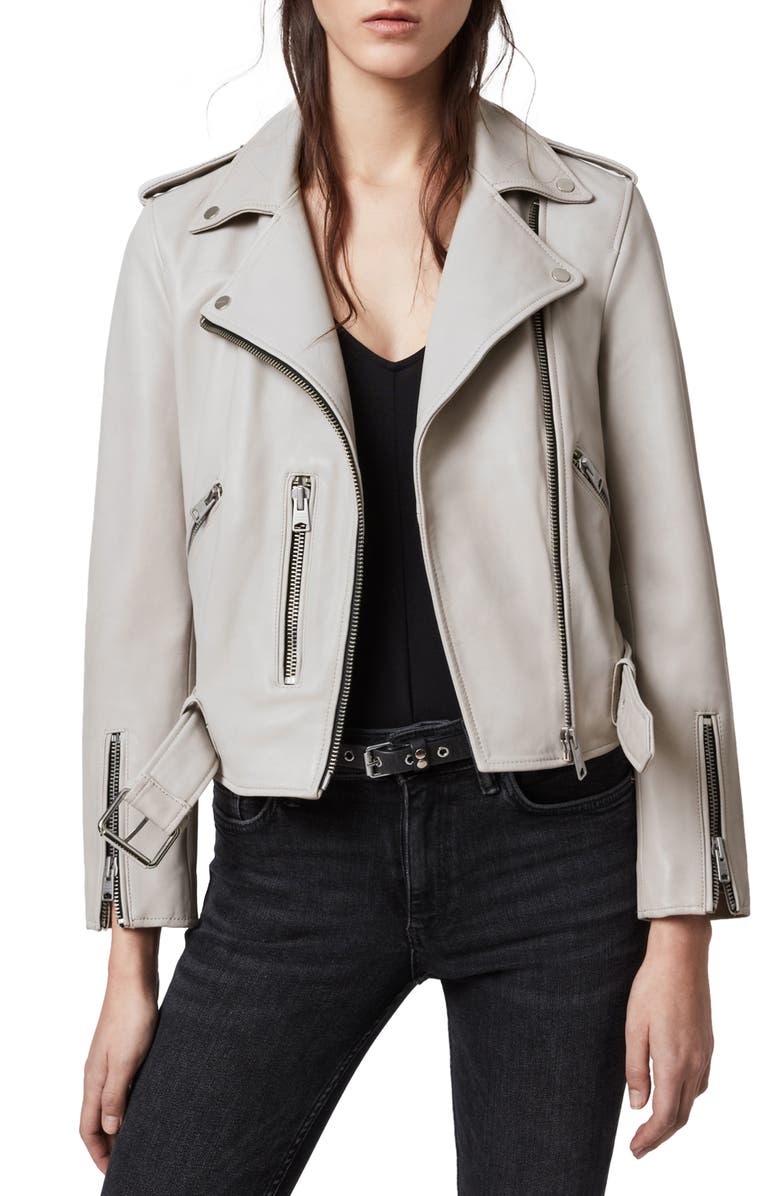AllSaints Balfern Leather Biker Jacket, Main, color, 