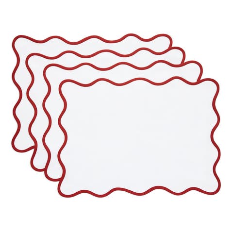 Linen Placemats - Giselle Scallop Edge, 14" x 19" Inch