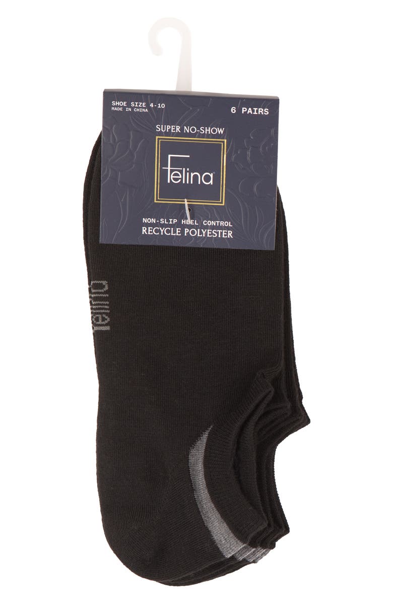 Felina Assorted 6-Pack Super No-Show Socks, Alternate, color, Black/ White