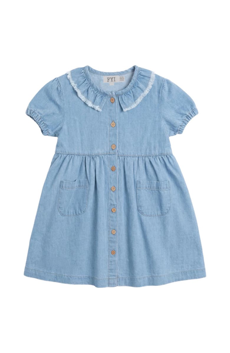 FYI Fringe Trim woven Rope Tape Denim Dress, Main, color, Denim