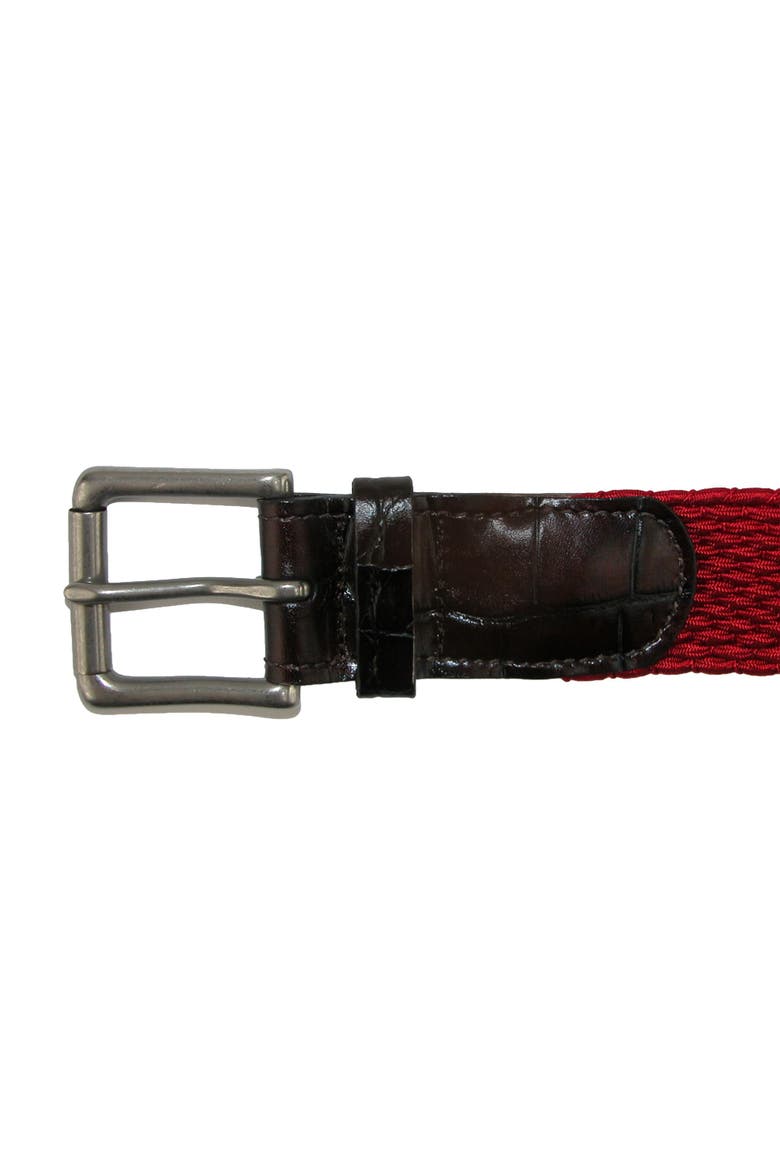 Men's Hampton Stretch Belt with Croc Print Tabs, Alternate, color, Red