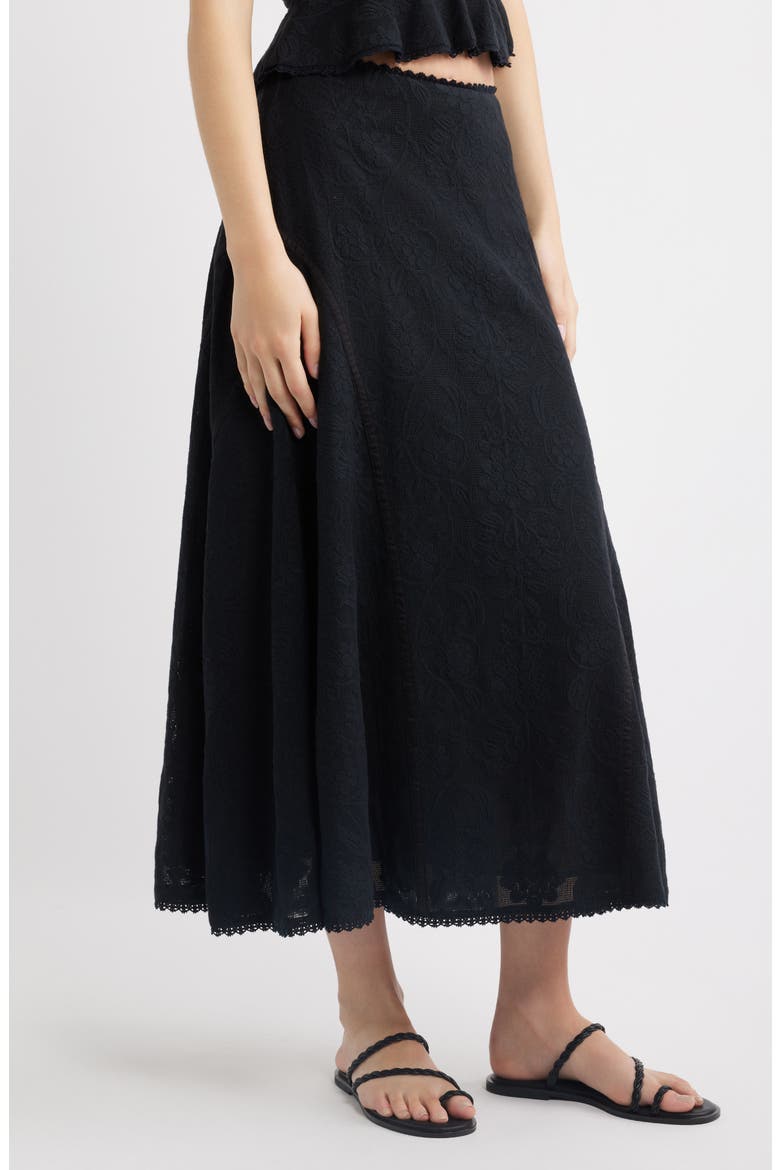 Gossamer Midi Skirt, Alternate, color, BLACK