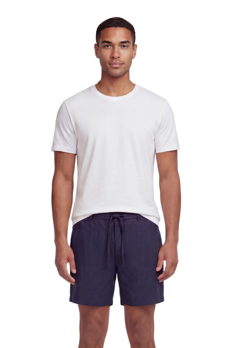 Solid Linen Drawstring Short, Main, color, NAVY
