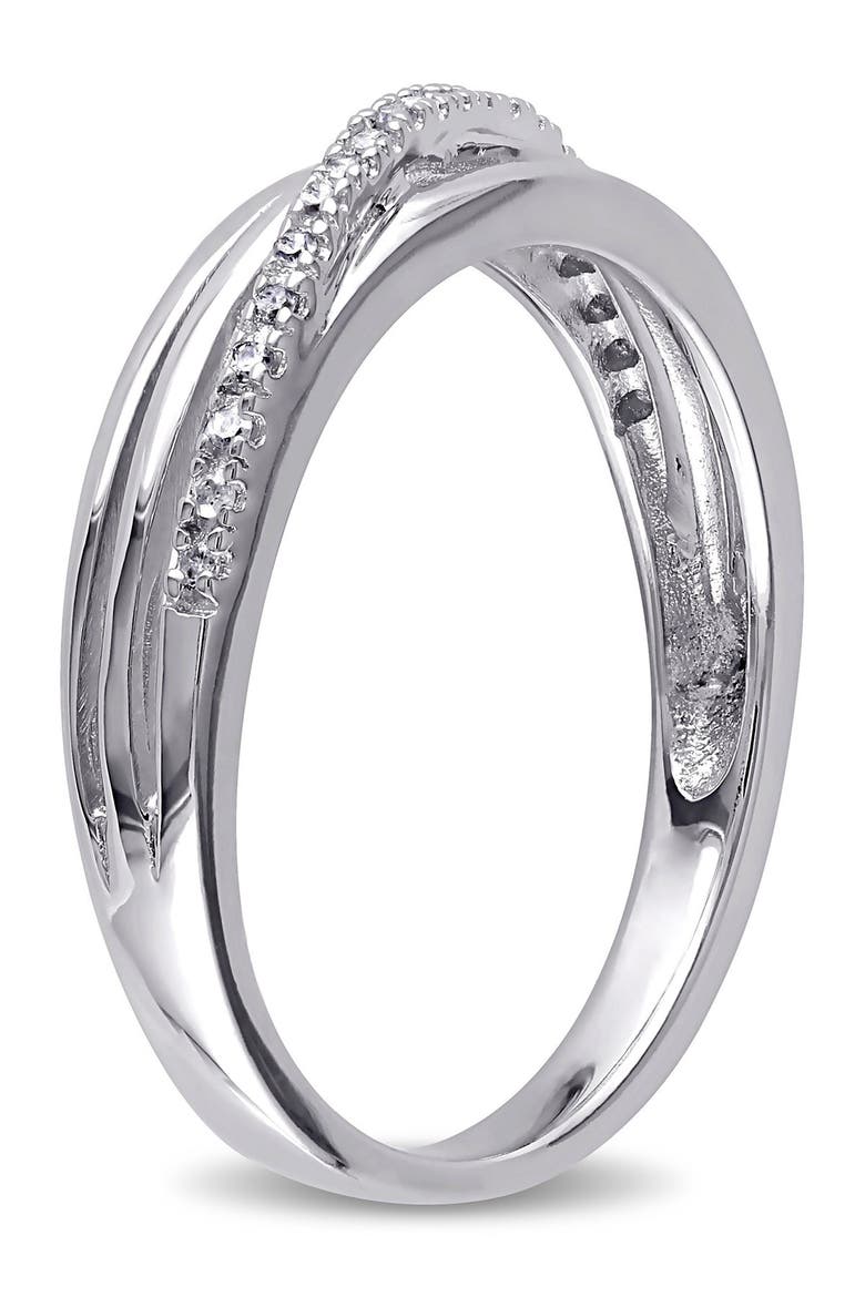 Sterling Silver Wrapped Diamond Row Ring - 0.06 ctw, Alternate, color, SILVER