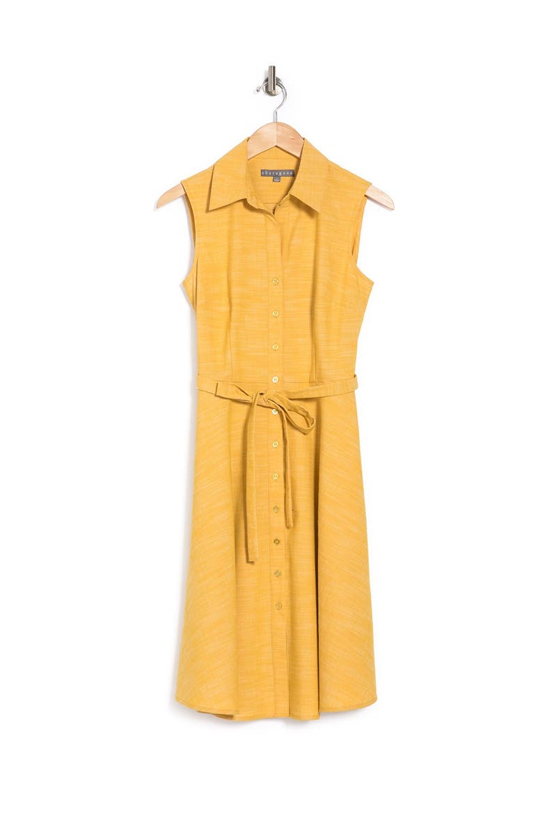 Sharagano Sleeveless Tie Waist Shirt Dress, Alternate, color,