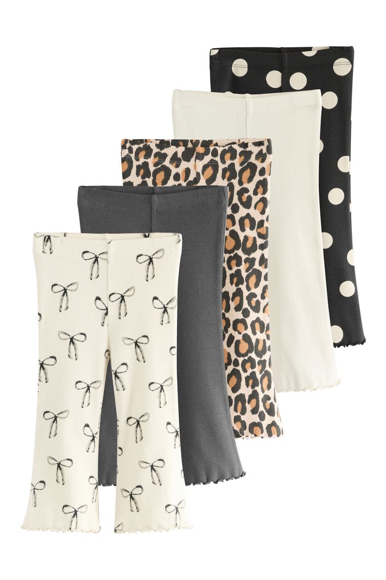 Kids' Assorted 5-Pack Rib Flare Leggings, Main, color, BLACK/WHITE