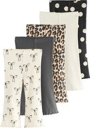 NEXT Kids' Assorted 5-Pack Rib Flare Leggings