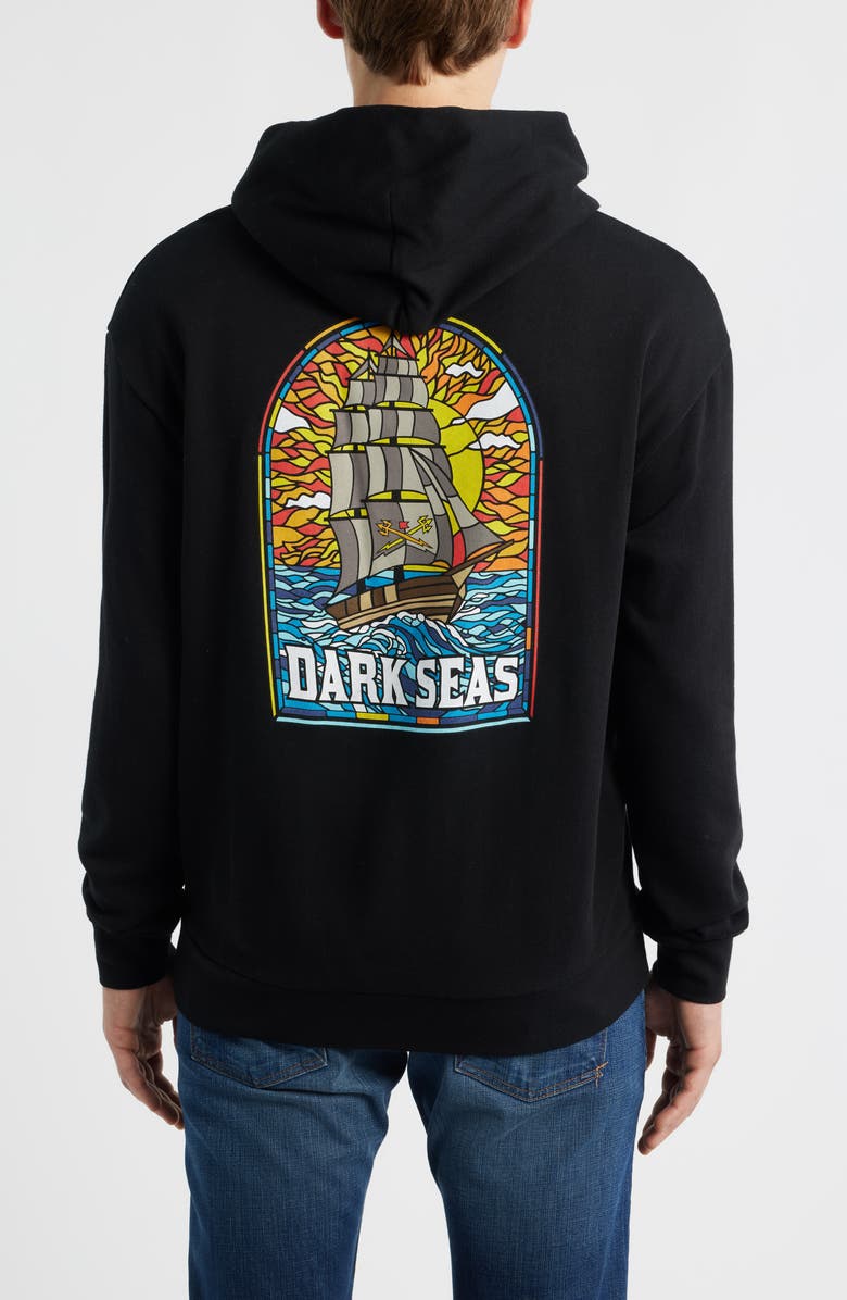 DARK SEAS Sailor's Sun Oversize Cotton Blend Hoodie, Alternate, color, Black