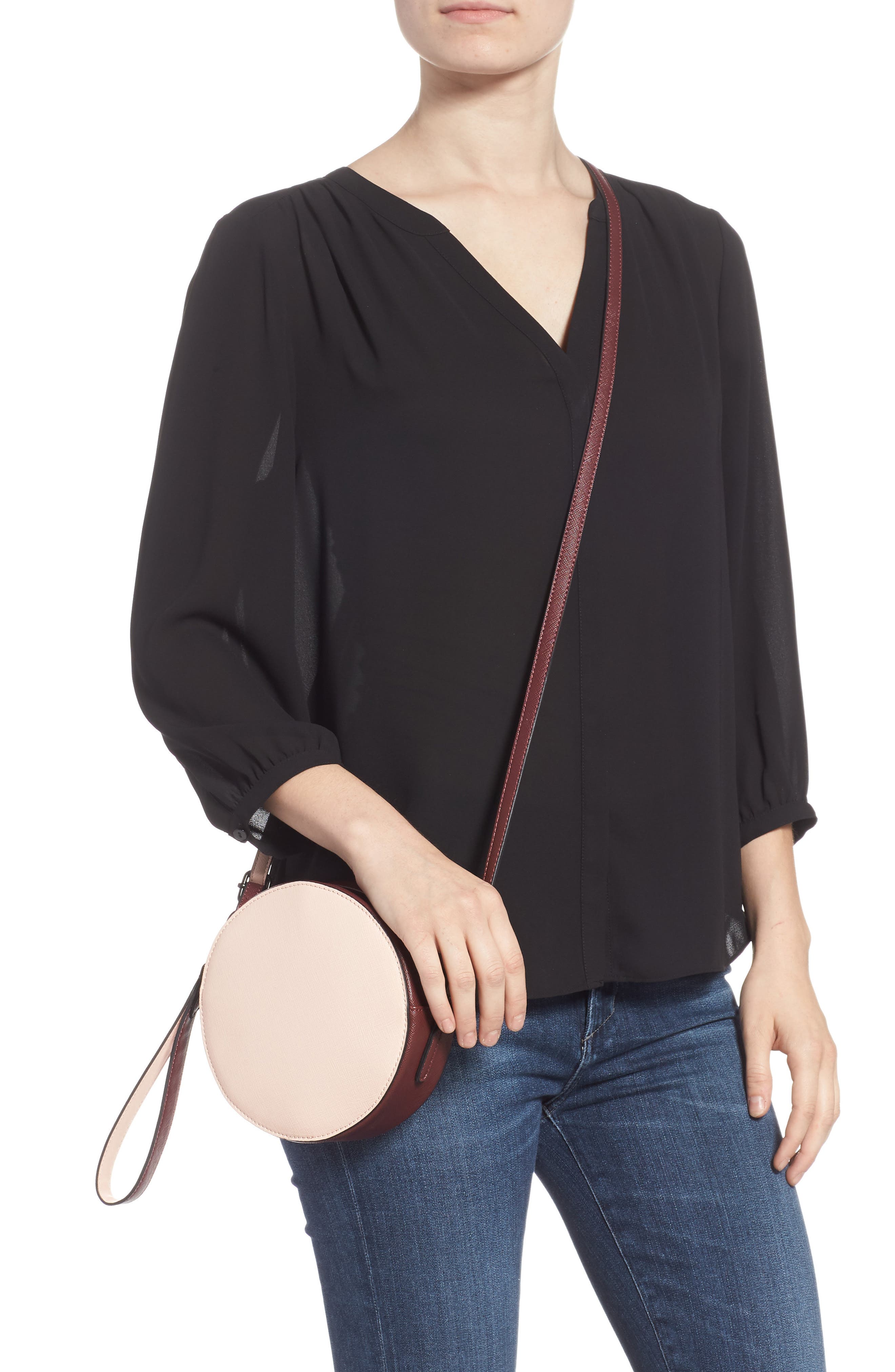 T-Shirt & Jeans Faux Leather Colorblock Canteen Crossbody Bag, Alternate, color, 