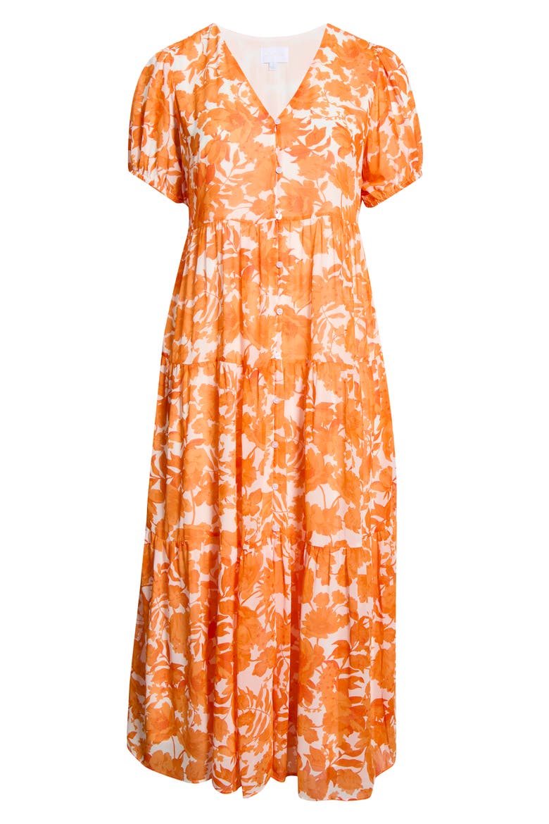 Tangelo Floral Print Maxi Dress, Alternate, color, ORANGE-WHITE