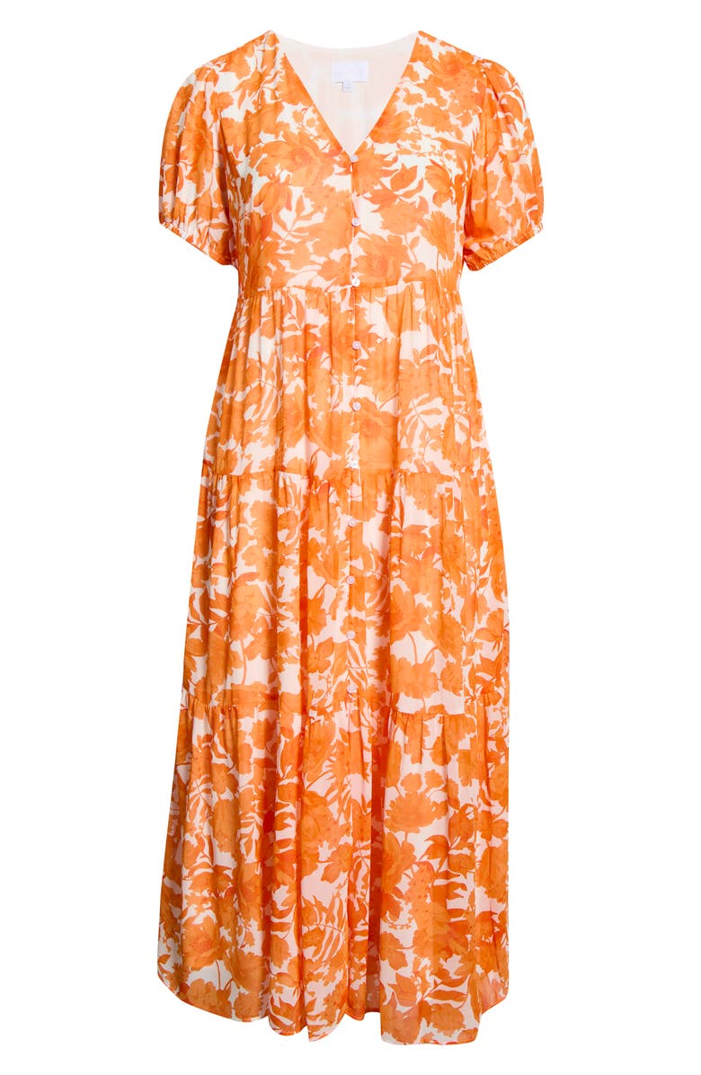 SUGARLIPS Tangelo Floral Print Maxi Dress, Alternate, color, Orange-White