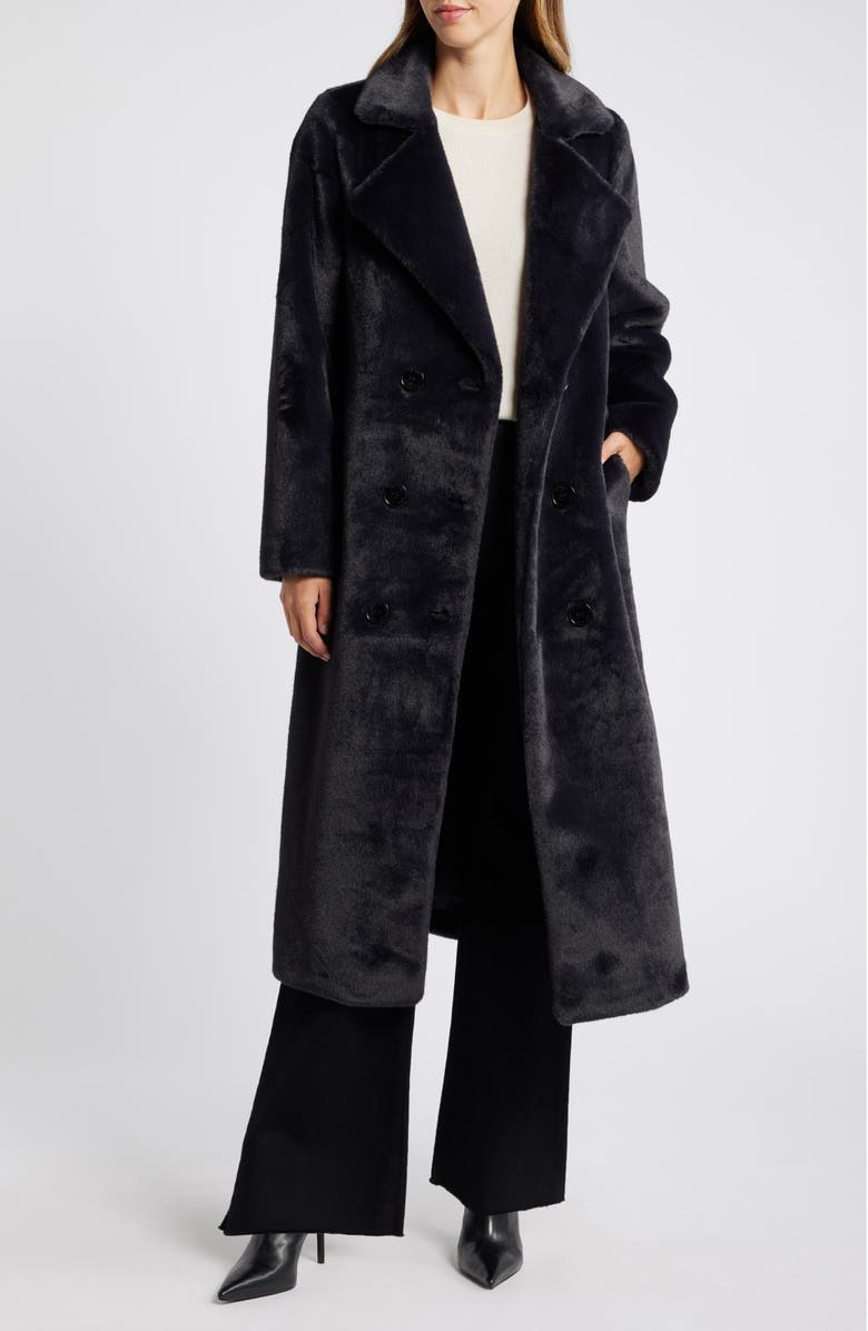 MICHAEL Michael Kors Double Breasted Faux Fur Coat, Alternate, color, 