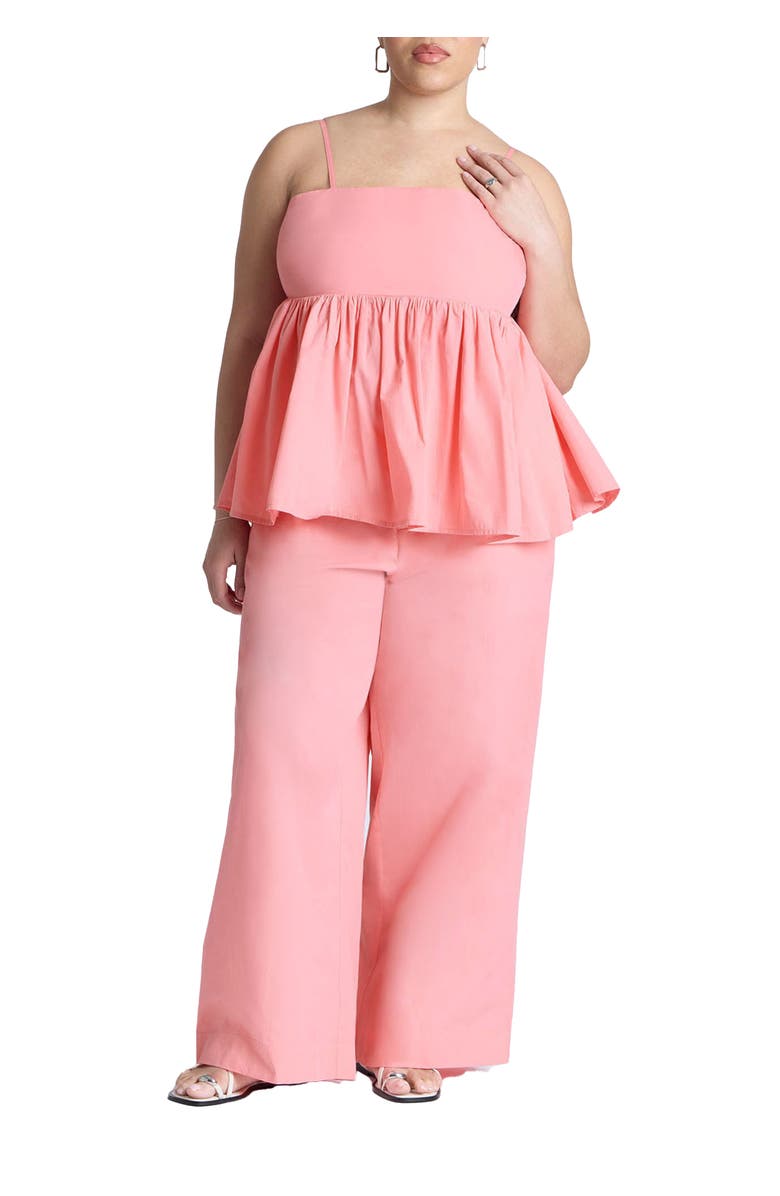 ELOQUII Wide Leg Cotton Pant, Main, color, Pink Punch