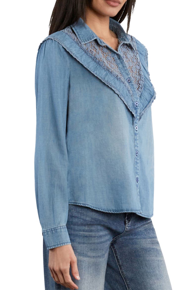 Regent Ruffle Lace Detail Shirt, Alternate, color, WASHED BLUE